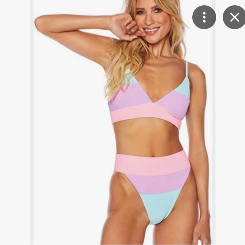 Beach Riot Swim High Wasted Colorblock Bottoms